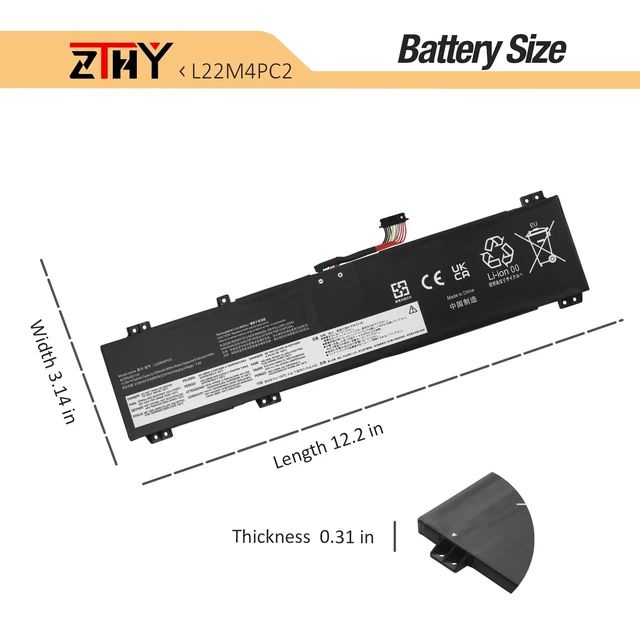 Alt view image 7 of 7 - L22C4PC2 L22M4PC2 Laptop Battery for Lenovo Legion Slim 5-16IRH8 5-16APH8 5-16AHP9 5-16ARP9 LOQ 16APH8 16IRH8 Series L22B4PC2 L22D4PC2 5B11N45430 5B11K38745 SB11K38742 15.36V 80Wh 5350mAh