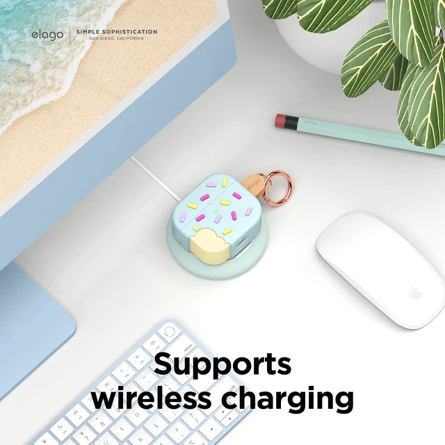 Alt view image 6 of 7 - Ice Cream Case for AirPods 3 Carabiner Included, Supports Wireless Charging, Shock Resistant, Full Protection (Mint)