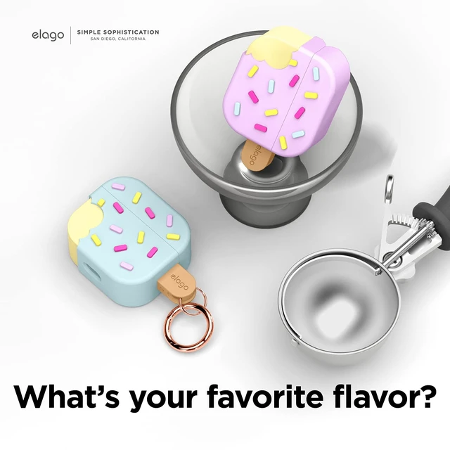 Alt view image 7 of 7 - Ice Cream Case for AirPods 3 Carabiner Included, Supports Wireless Charging, Shock Resistant, Full Protection (Mint)