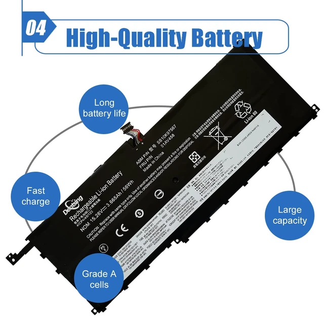 Alt view image 5 of 6 - 01AV458 15.28V 56Wh/3665mAh 4-Cells Laptop Battery Compatible with Lenovo ThinkPad X1 Carbon 4th Gen 2016 X1 Yoga 1st 2nd Gen Series 4ICP4/48/123 SB10K97567 00HW028 01AV409 01AV438 01AV439