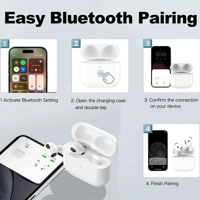 Alt view image 6 of 7 - Wireless Charger Case Replacement for Airpods 4th Generation - USB-C Charging Case Supports Double-tap Pairing Without Earbuds