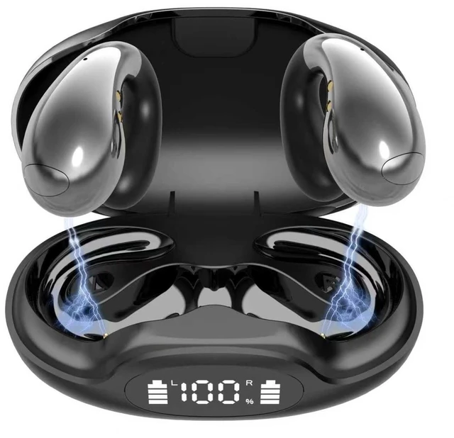 Main image of Wireless Earbuds Open Ear Headphones Clip On Earbuds Bluetooth 5.4 Headphones Long Playtime Ear Buds Digital Display Charging Case Noise Canceling Waterproof Sports Earphones