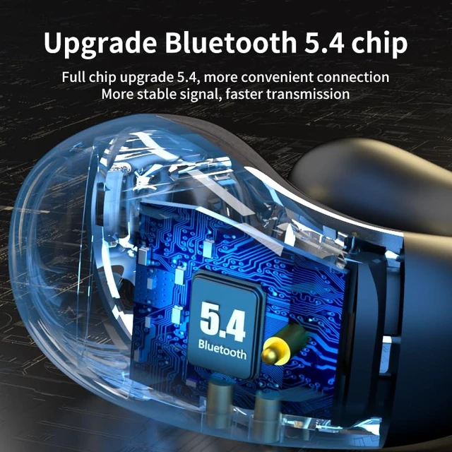 Alt view image 3 of 7 - Wireless Earbuds Open Ear Headphones Clip On Earbuds Bluetooth 5.4 Headphones Long Playtime Ear Buds Digital Display Charging Case Noise Canceling Waterproof Sports Earphones