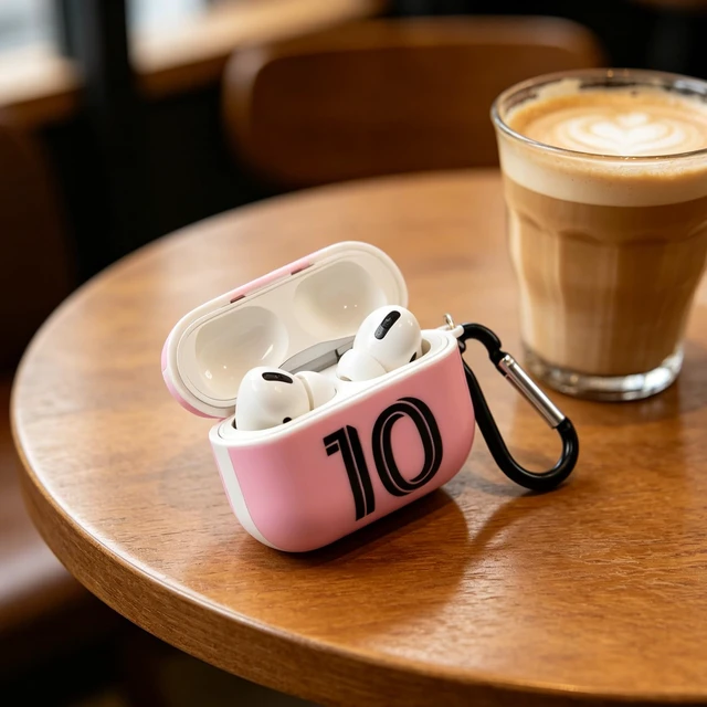 Alt view image 3 of 5 - No. 10 Jersey Bluetooth Headphone Protective Case,Compatible with Apple AirPods Pro 2nd and 1st (White, Miami)