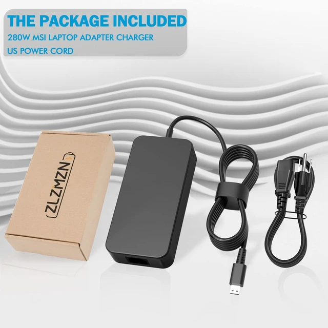 Alt view image 6 of 6 - 280W AC Charger Compatible with MSI GE66 GE76 Raider GP66 GP76 Leopard WE76 Stealth GS77 Vector GP76 GP66 12U Creator Z16P Z17 GT76 Titan Laptop Power Supply Adapter