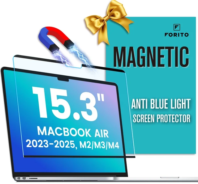 Main image of Magnetic Anti Blue Light Screen Protector Compatible with MacBook Air 15.3 inch (2023-2025, M2, M3, M4), Bubble-Free Install, Removable & Reusable Anti Glare Matte Laptop Screen Shield