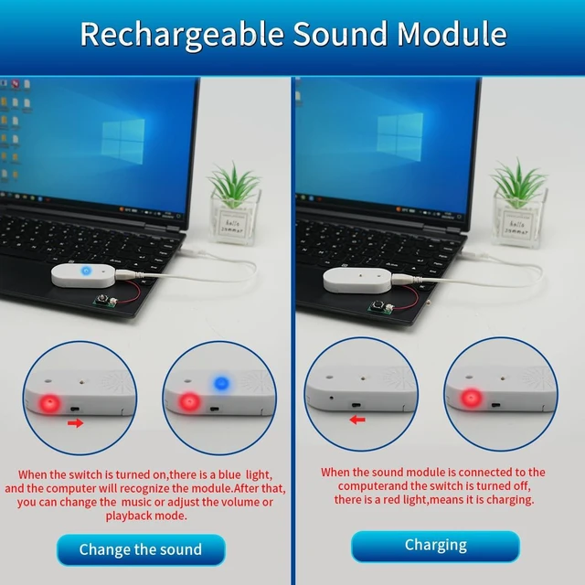 Alt view image 5 of 7 - Sound Module Voice Chip,16MB Push Button Control Activated MP3 Audio Box for Gift Box,Crafts, Christmas,New Year Greeting Gifts Cards Box Support USB Download Music with Speaker
