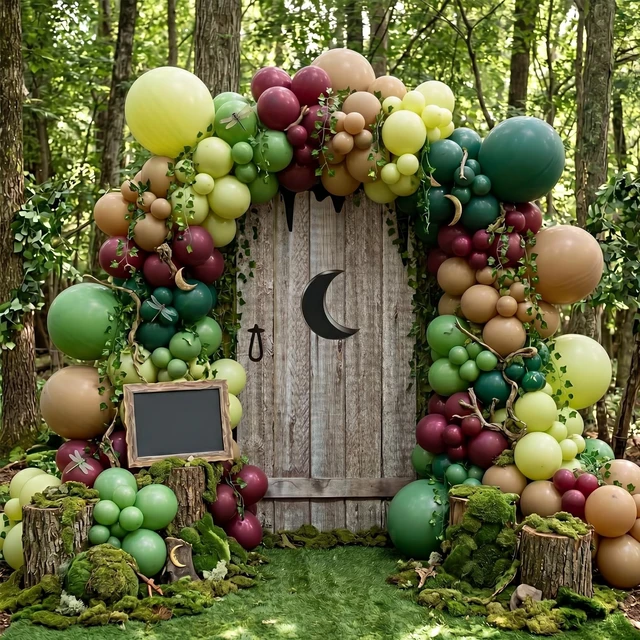 Alt view image 6 of 7 - Vintage Outhouse Barn Door Backdrop for Western Party Decorations 5.91 x 2.95 ft Outhouse Door Cover, 28 ft Artificial Ivy Vines, 32ft DIY Paper Trunk Stick Vine, for Birthday Halloween Party