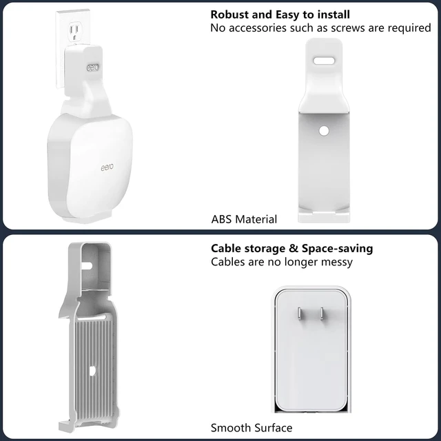 Alt view image 3 of 7 - Wall Mount Holder for eero Pro 6e & eero Pro 6 Mesh Wi-Fi System, Outlet Mounting Brackets Compatible with eero Pro 6/ 6E Mesh Wi-Fi Router (2)
