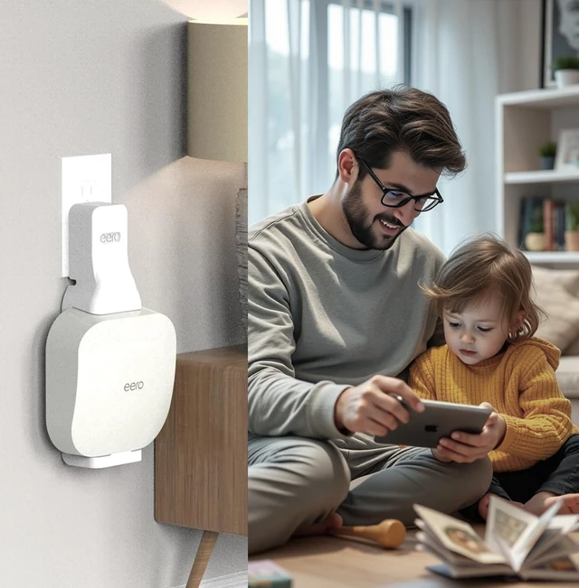 Alt view image 6 of 7 - Wall Mount Holder for eero Pro 6e & eero Pro 6 Mesh Wi-Fi System, Outlet Mounting Brackets Compatible with eero Pro 6/ 6E Mesh Wi-Fi Router (2)