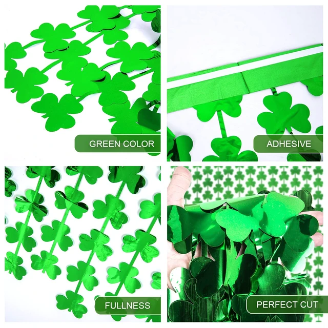Alt view image 4 of 7 - 5 Pack St. Patrick's Day Foil Fringe Curtains Lucky St Patricks Day Decorations 3.3 x 6.6 ft Shamrock Tinsel Fringe Curtain Photo Prop Backdrop Streamers for Irish Party Decors