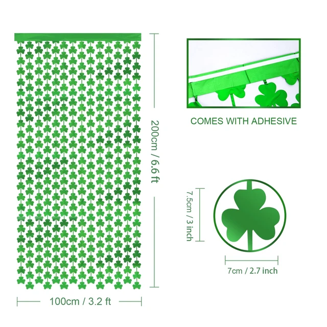 Alt view image 5 of 7 - 5 Pack St. Patrick's Day Foil Fringe Curtains Lucky St Patricks Day Decorations 3.3 x 6.6 ft Shamrock Tinsel Fringe Curtain Photo Prop Backdrop Streamers for Irish Party Decors