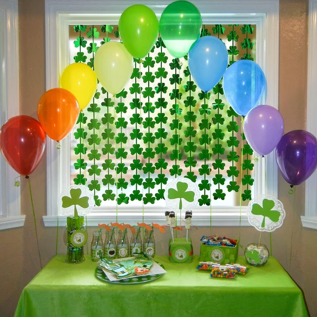 Alt view image 7 of 7 - 5 Pack St. Patrick's Day Foil Fringe Curtains Lucky St Patricks Day Decorations 3.3 x 6.6 ft Shamrock Tinsel Fringe Curtain Photo Prop Backdrop Streamers for Irish Party Decors