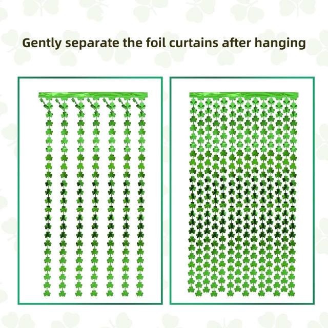 Alt view image 6 of 7 - 5 Pack St. Patrick's Day Foil Fringe Curtains Lucky St Patricks Day Decorations 3.3 x 6.6 ft Shamrock Tinsel Fringe Curtain Photo Prop Backdrop Streamers for Irish Party Decors