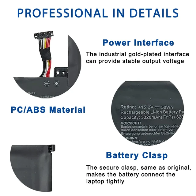 Alt view image 3 of 6 - B41N1532 Laptop Battery Replacement for Asus Zenbook Flip UX560 UX560UA UX560UA-1B Q504U Q504UA Series Notebook 0B200-02010100 15.2V 50Wh 3320mAh