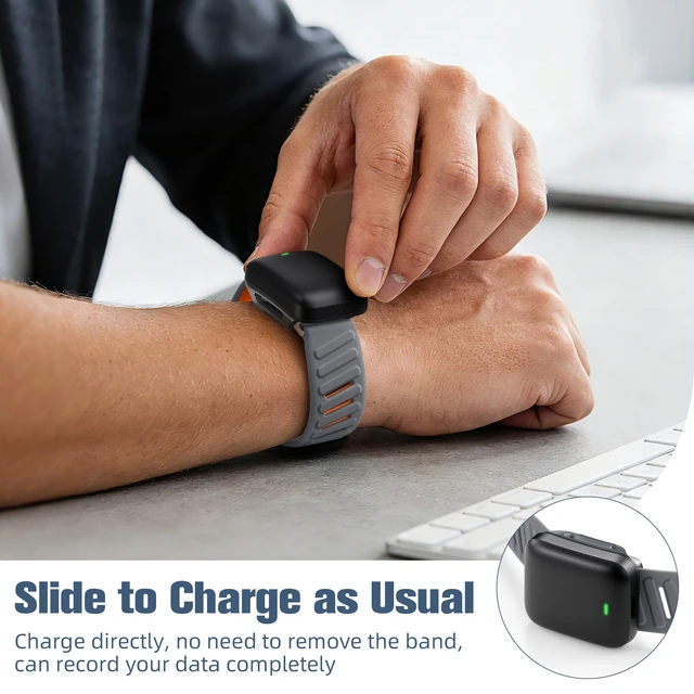 Alt view image 3 of 7 - Sport Band Compatible with Whoop 5.0 Bands One, Peak and Life/MG, Breathable Waterproof Silicone Adjustable Replacement Accessories Strap for Whoop Band 5.0 Fitness Activity Tracker, GrayOrange