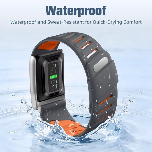 Alt view image 2 of 7 - Sport Band Compatible with Whoop 5.0 Bands One, Peak and Life/MG, Breathable Waterproof Silicone Adjustable Replacement Accessories Strap for Whoop Band 5.0 Fitness Activity Tracker, GrayOrange