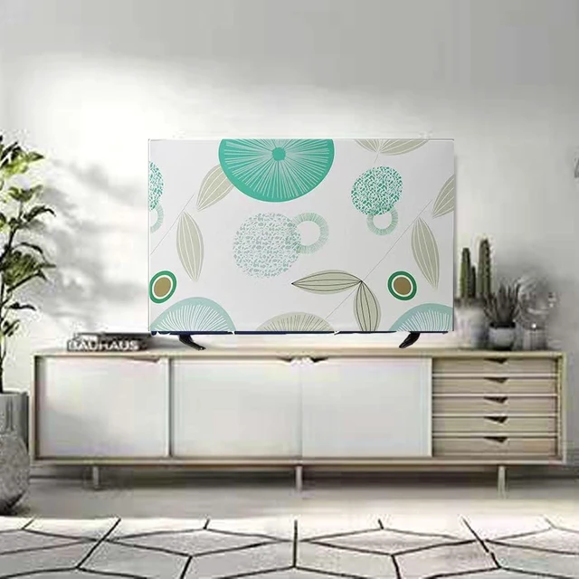 Alt view image 4 of 6 - TV Cover - LCD LED Dust Cover for Desktop & Hanging TVs, Colorful Screen Protectors (Lotus Leaf, 75 inch)