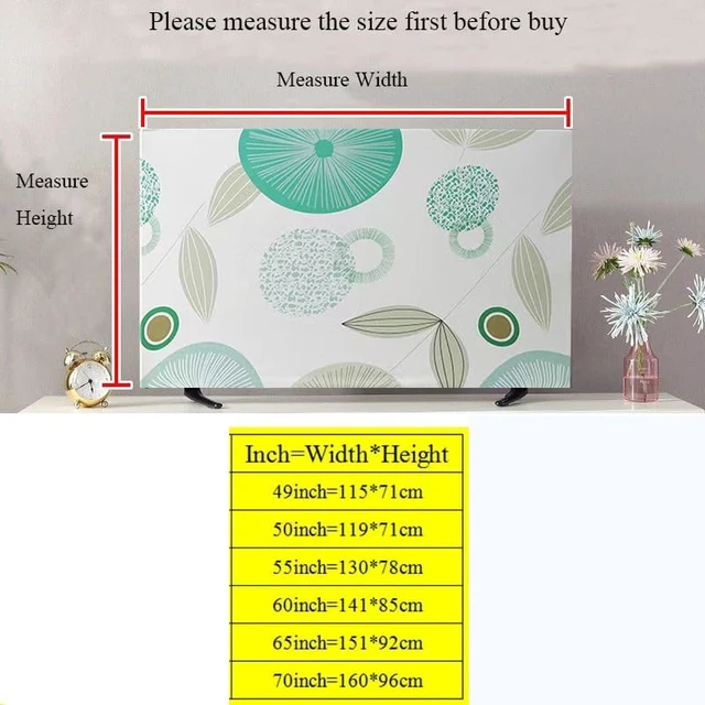 Alt view image 6 of 6 - TV Cover - LCD LED Dust Cover for Desktop & Hanging TVs, Colorful Screen Protectors (Lotus Leaf, 75 inch)