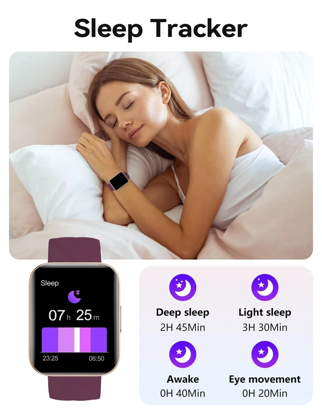 Alt view image 5 of 6 - Smart Watch for Women with Bluetooth Call for iPhong Android Phones Purple 1.8" Smartwatch, Fitness Tracker with Heart Rate Monitor Sleep Tracker 100+ Sports Modes, Steps/Calories Counter, Waterproof