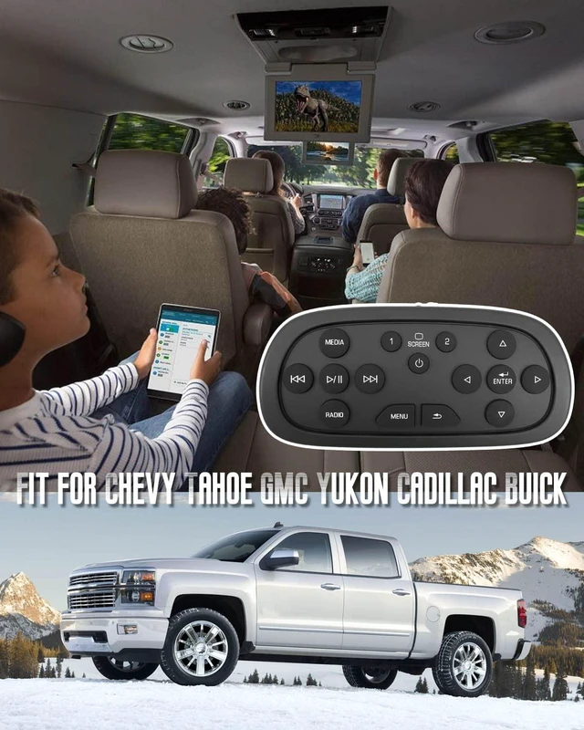 Alt view image 4 of 6 - DVD Entertainment Video Remote Control Fit for Chevy Silverado GMC Sierra Fit for 1500/2500HD/3500HD Yukon Buick Cadillac SRX/XTS Rear Overhead Display Screen Control Replace 23432161 84012997