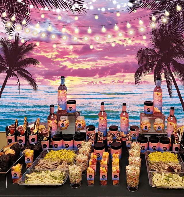 Alt view image 3 of 7 - Summer Beach Sunset Backdrop Hawaiian Tropical Palm Trees Seaside Pink Sky Photography Background Sunset Ocean Wedding Baby Shower Birthday Luau Party Decorations Photo Booth Props (8x6FT)