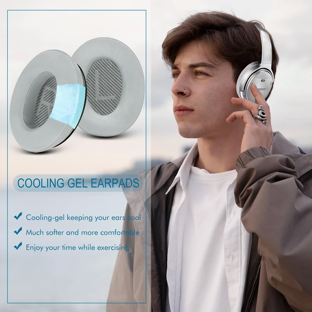 Alt view image 6 of 7 - Cooling Gel Ear Pads for Bose QC35 & QC35ii (QuietComfort 35) - Silver