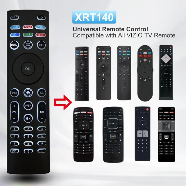 Alt view image 4 of 7 - XRT140 Universal Backlit Remote Control for Vizio Smart TV Remote Replacement XRT136 XRT122 XRT260 XRT302 XRT112 V505-H19 V655-H19 V705-H13 M50Q7-H1 M65Q7-H1 V435-H1 V605-H3 D32H-J09 D24H-J09 D43F-J04