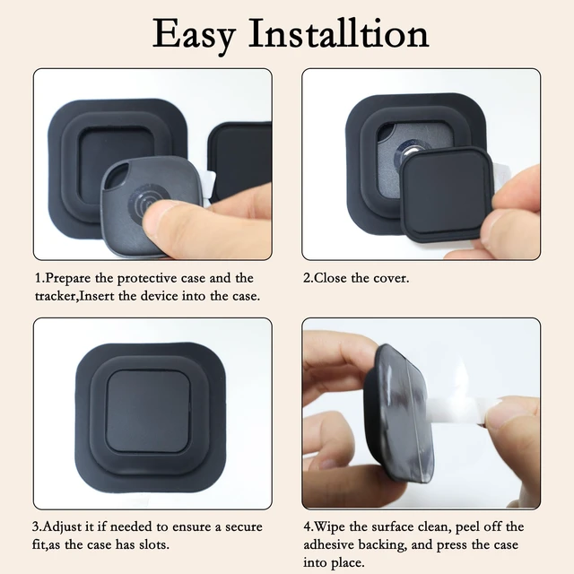 Alt view image 2 of 5 - Adhesive Mount Case for Tile Mate (2024) 2022 Tracker with Sticker, 4-Pack Hidden Full Protective Anti-Lost Silicone Cover, Waterproof Case Holder for Luggage,TV Remotes,Car,Camera Bag