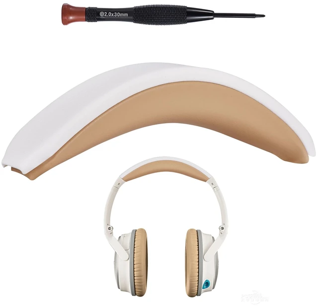 Main image of Headband Cover for Bose QuietComfort 25(QC25), White/Beige Perfect Fit, Simple Quick Install, Pressure Relief, Enhanced Durability, Ergonomic, Long Sessions, High-Density Foam