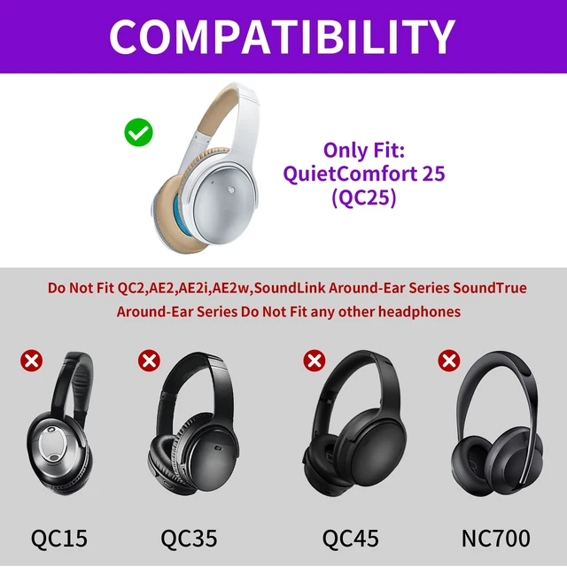Alt view image 2 of 7 - Headband Cover for Bose QuietComfort 25(QC25), White/Beige Perfect Fit, Simple Quick Install, Pressure Relief, Enhanced Durability, Ergonomic, Long Sessions, High-Density Foam