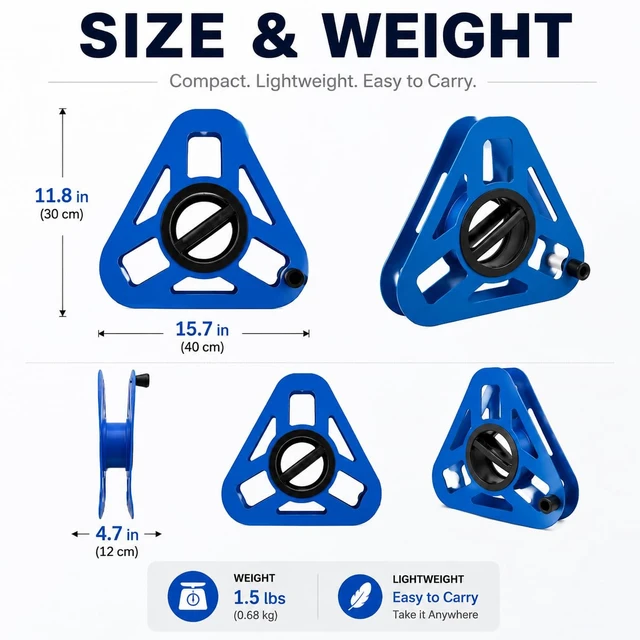 Alt view image 2 of 6 - Extension Cord Reel Heavy Duty 16 in. Portable Cable Winder Organizes Up to 100 ft 16/3, 75 ft 14/3 or 50 ft 12/3 Extension Cord Ideal for Garage, RV, Camping, Garden & Workshop