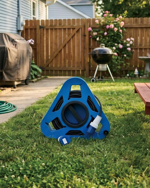 Alt view image 6 of 6 - Extension Cord Reel Heavy Duty 16 in. Portable Cable Winder Organizes Up to 100 ft 16/3, 75 ft 14/3 or 50 ft 12/3 Extension Cord Ideal for Garage, RV, Camping, Garden & Workshop