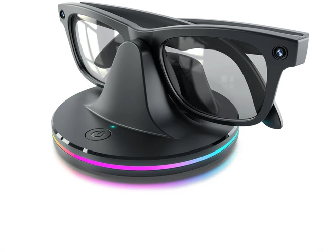 Main image of Charging Dock for Ray-Ban Meta Glasses, Black Compatible with Wayfarer, Skyler, Headliner & Oakley HSTN, LED Indicator, Ambient LightingUSB Cable