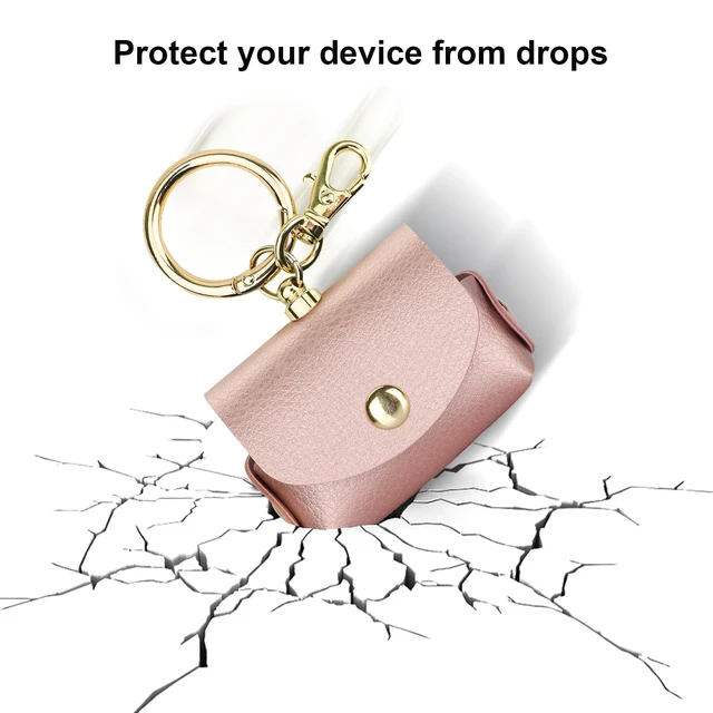 Alt view image 6 of 7 - Case for AirPods Pro AirPods 3 Charging Case, Soft Leather Protective Cover with Keychain Clip Ring Loop for Air Pods Pro 1st / 2nd Generation Air Pods 3 Men Women (Rose Gold)