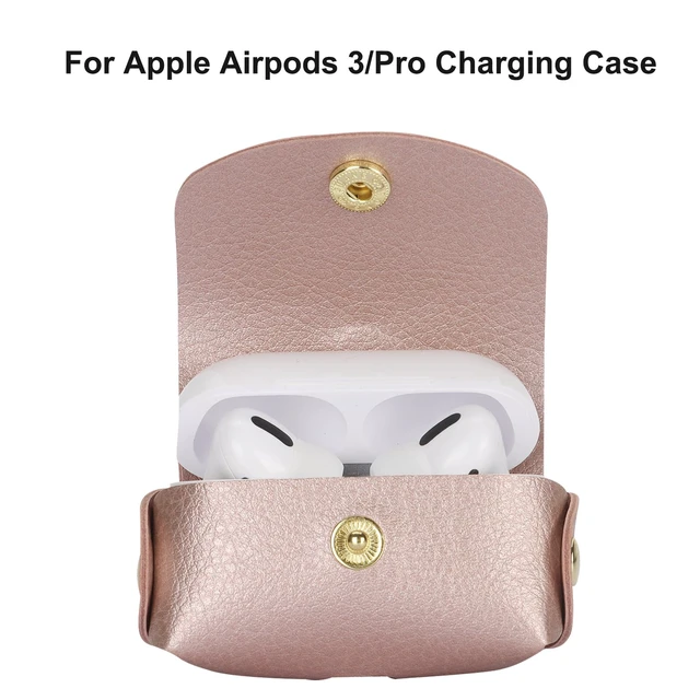 Alt view image 7 of 7 - Case for AirPods Pro AirPods 3 Charging Case, Soft Leather Protective Cover with Keychain Clip Ring Loop for Air Pods Pro 1st / 2nd Generation Air Pods 3 Men Women (Rose Gold)