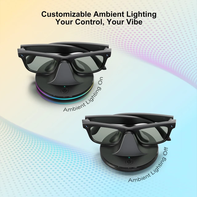 Alt view image 6 of 7 - Charging Dock for Ray-Ban Meta Glasses, Black Compatible with Wayfarer, Skyler, Headliner & Oakley HSTN, LED Indicator, Ambient LightingUSB Cable