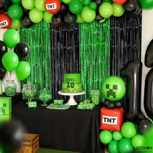 Alt view image 6 of 7 - Green and Black Fringe Backdrop Curtains - Pack of 4 Black and Green Party Decorations Golf Party Decorations, Birthday, Bachelorette, Wedding, Green Halloween decor