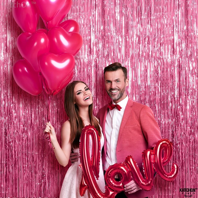 Alt view image 5 of 7 - Hot Pink Metallic Fringe Party Backdrop Curtain Set, Pack of 4 Perfect hot pink birthday decorations and hot pink party decorations for any pastel or soft-toned celebration event