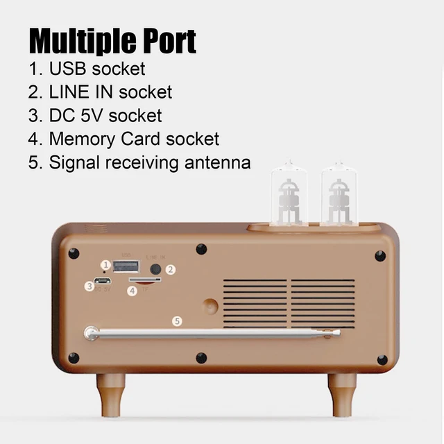 Alt view image 6 of 7 - Retro Speaker Vintage Classic Speaker Mini Radio Speaker with LED Light External Ambient Lights Support Memory Card U Disk for PC Laptop(Wood Color)