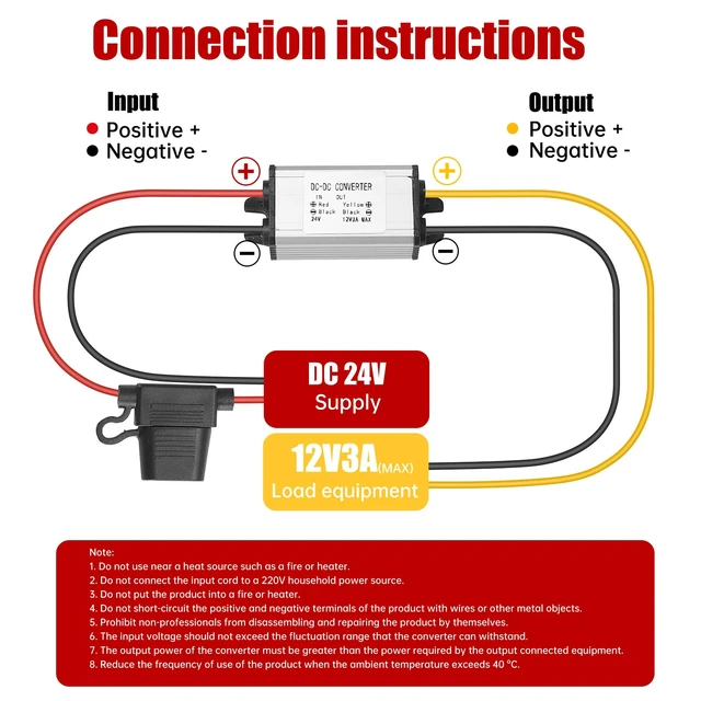 Alt view image 5 of 6 - DC 3A 36W 24V to 12V Step Down Converter Reducer Transformer with Fuse Power Supply for CNC Equipment Switches Photovoltaic Panels etc