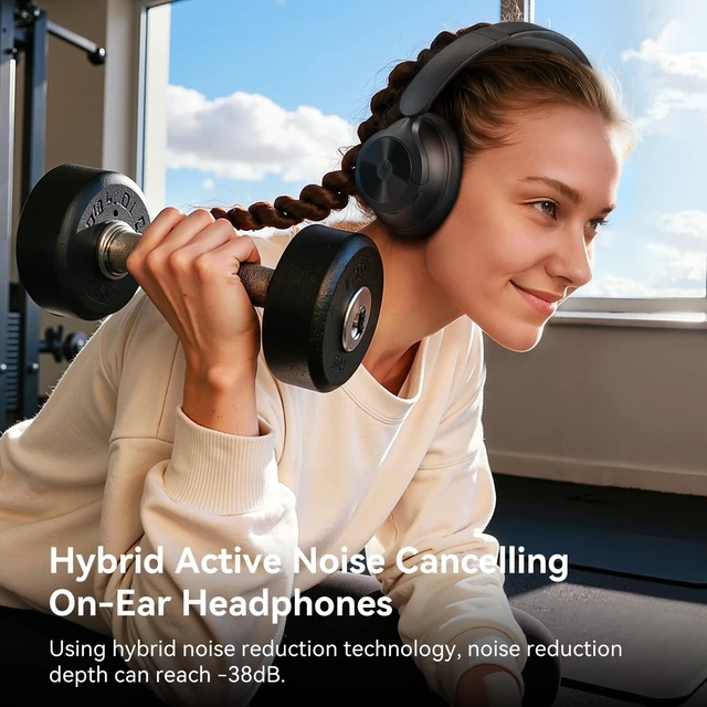 Alt view image 2 of 7 - Focus A1Pro Wireless On-Ear Noise Cancelling Headphones Bluetooth 6.0, 70H battery, speed charge, clear calls, 200g lightweight fit, soft cushions and foldable design for travel