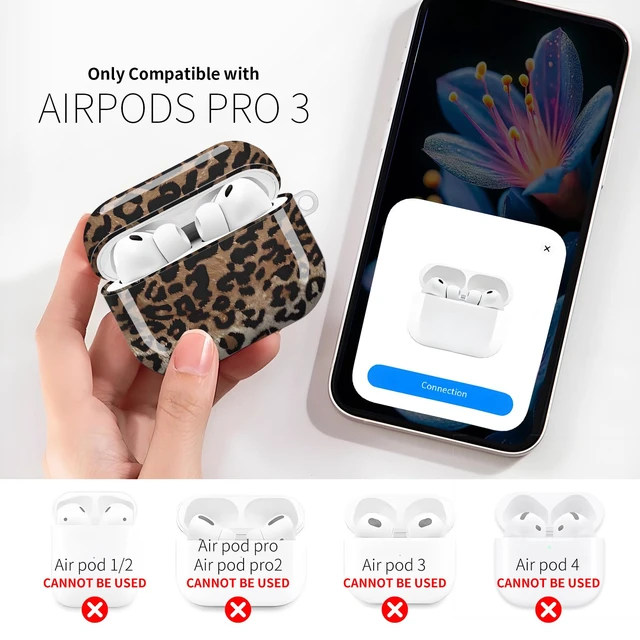 Alt view image 3 of 6 - Compatible with AirPod Pro 3rd Gen(2025) Case,Protective Case for AirPod Pro 3rd Gen, Shockproof with Carabiner, Wireless Charging Compatible for Women Men(Brown Leopard)