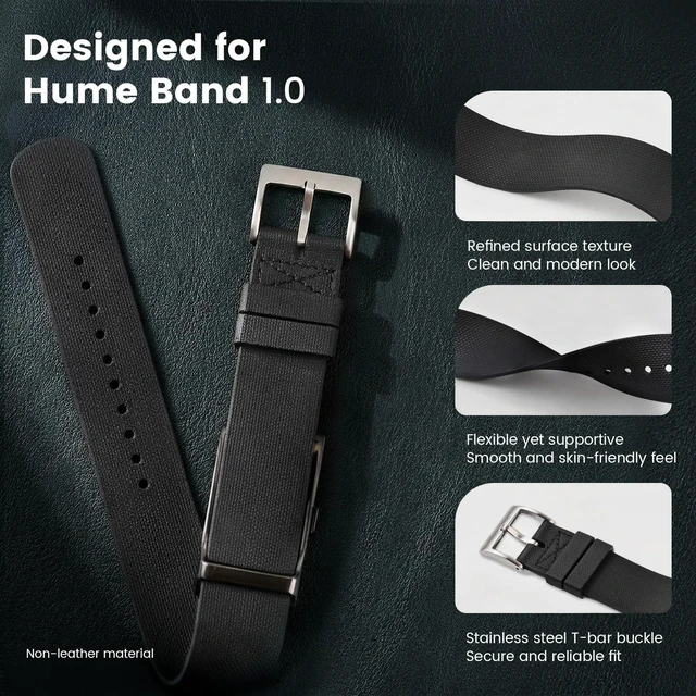 Alt view image 2 of 7 - FKM Rubber Band for Hume Band Replacement Strap for Hume Band 1.0 Men Water-Resistant Wristband, Odor-Resistant, Fluororubber Adjustable Strap for Hume Smart Fitness Tracker,Soft for 24/7 Comfort