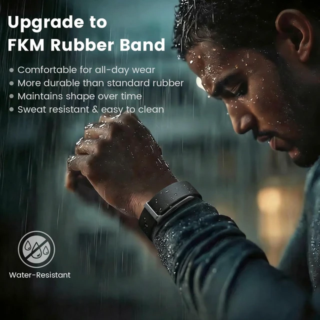 Alt view image 3 of 7 - FKM Rubber Band for Hume Band Replacement Strap for Hume Band 1.0 Men Water-Resistant Wristband, Odor-Resistant, Fluororubber Adjustable Strap for Hume Smart Fitness Tracker,Soft for 24/7 Comfort