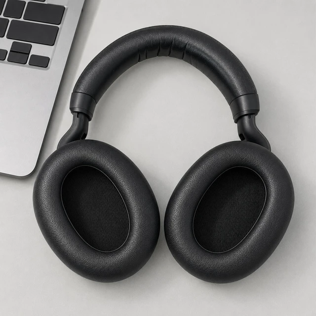 Alt view image 7 of 7 - Replacement Ear Pads for Jabra Elite 85H Wireless Over-Ear Headphone, Extra-Thick and Durable Ear Cups Cover, Soft LeatherMemory Foam Headset Cushions-Gold