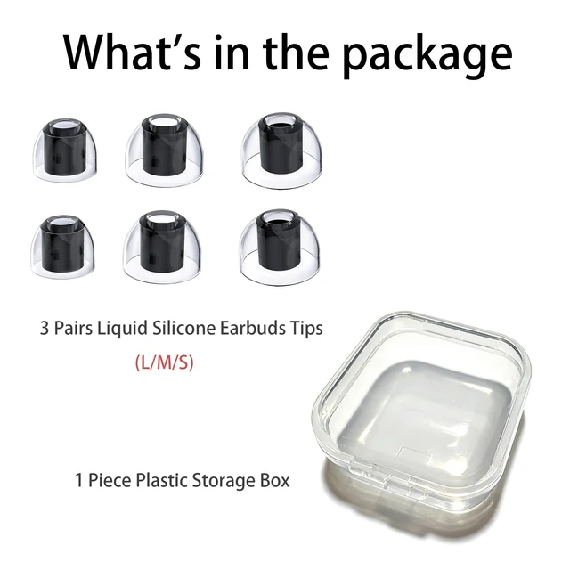 Alt view image 7 of 7 - Universal Replacement Earbuds Tips L/M/S, Hi-Fi Liquid Silicone Ear Tips 3 Pairs Anti-Slip Comfort Tips, Enhanced Bass & Noise Isolation, Fit 4mm-7mm Nozzle Wireless Earbuds, Black