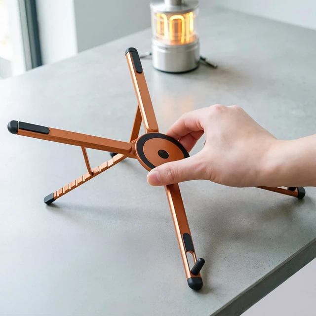 Alt view image 3 of 7 - 3-in-1 Foldable Magnetic Stand for Laptop, Tablet & Phone, Orange Aluminum Alloy Holder Adjustable Portable & Stable Desktop Riser for MacBook, iPad, iPhone, Samsung