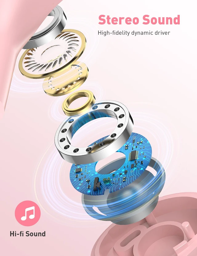 Alt view image 2 of 7 - Wired Earbuds 3.5mm Jack School Airplane Travel Headphones Pink 3.5 mm Plug Earphones with S/M/L in Ear Buds Tips Microphone, Music Calls Remote Control Corded for Office