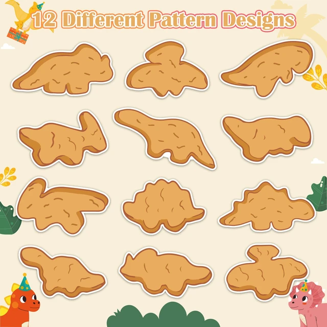 Alt view image 3 of 6 - Dino Nuggets Stickers - 2000Pcs in 2 Rolls Cute Decals for Kids 12 Designs Dinosaur Chicken Nuggets, Funny Waterproof Adhesive Roll Stickers, Birthday Party Favors, Guitar Laptop Home Decor
